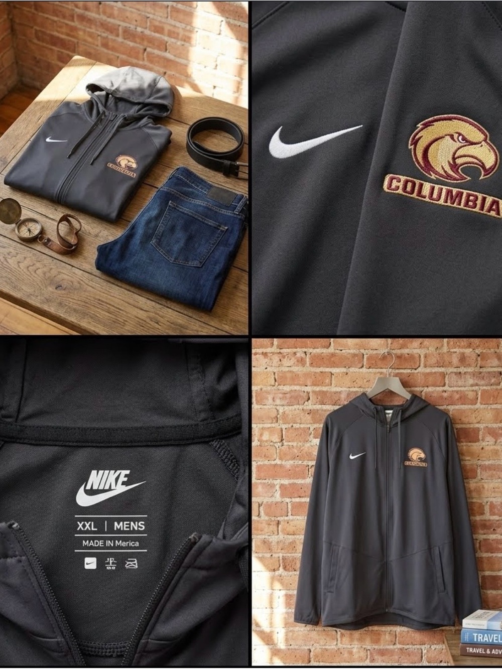 Nike Black Columbia Hawks Men's Lightweight Full-Zip Hoodie Jacket